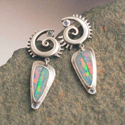 Enamel colored glass personality earrings