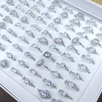 100pcs/ Box Mixed Simple Zirconia Rings