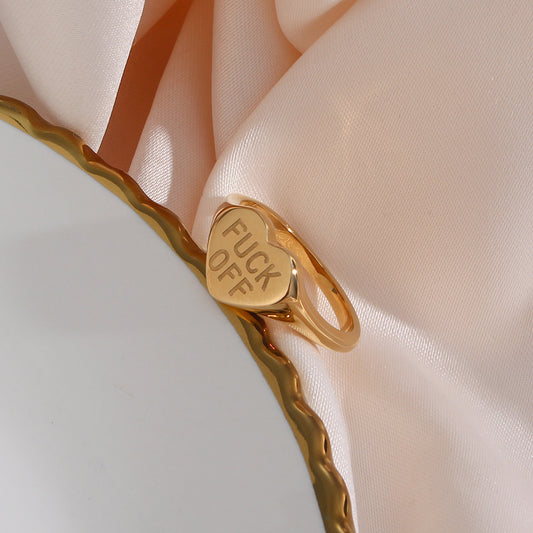 FUCK OFF English Letter 18K Ring