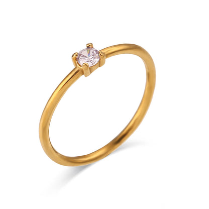 Simple birthday ring 18K birthday stone thin ring