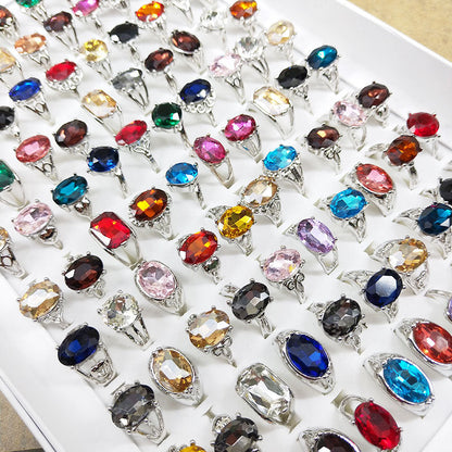 100pcs/ Box Mixed Colored Glass Rings