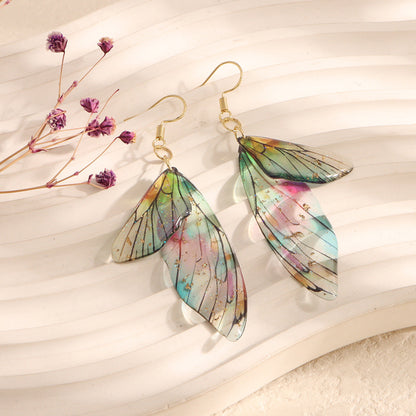Gradient Cicada Wings Butterfly Wings Earrings