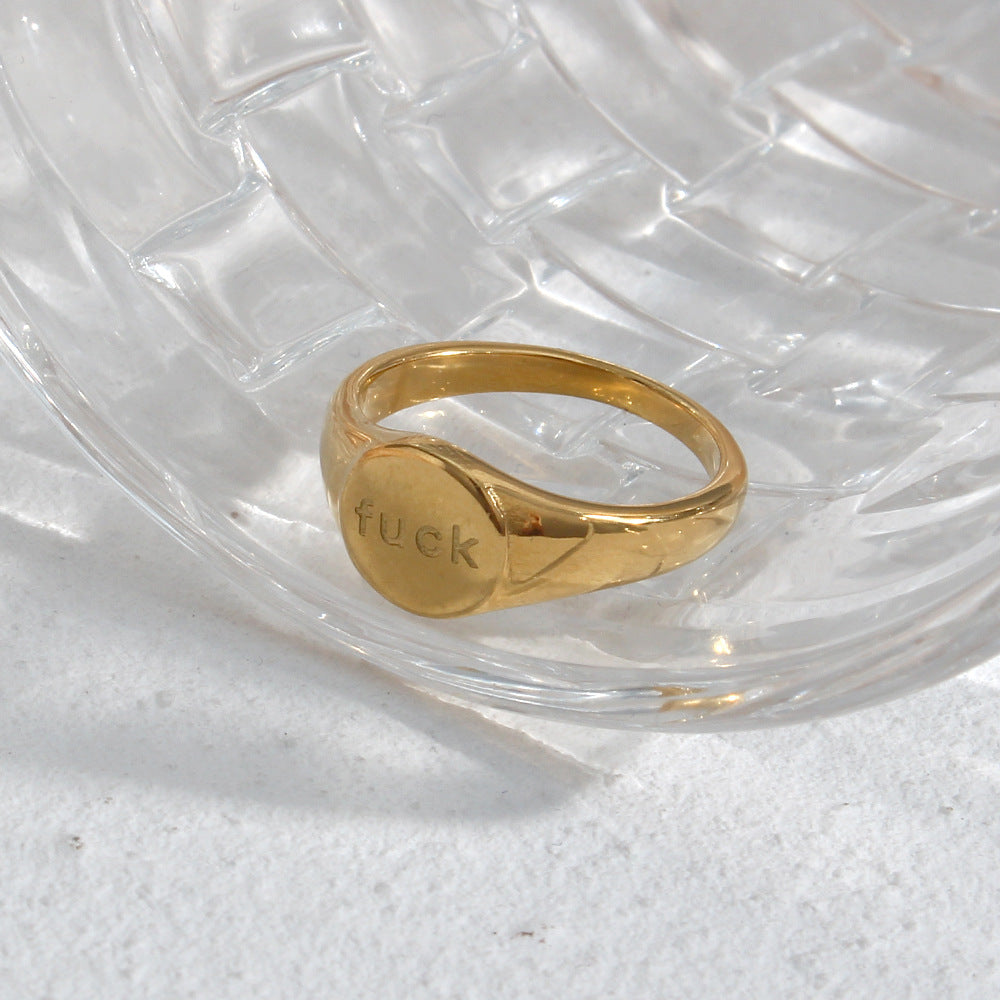 FUCK OFF English Letter 18K Ring