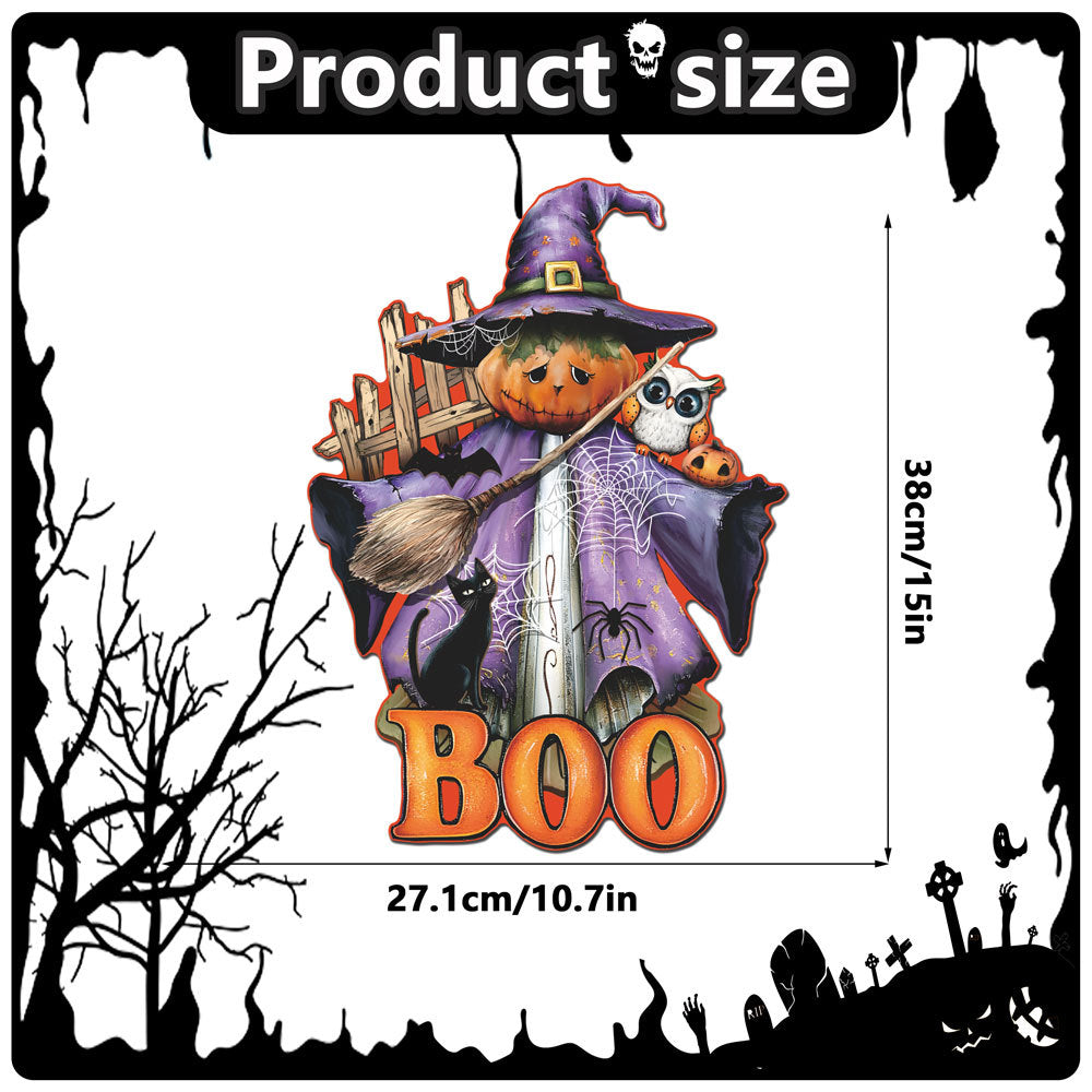 Halloween Decorations PP Hanging Sign,Welcome To Our Haunted House Door Hanger Sign For Outdoor Home Farmhouse Wall Window Yard,Party Supplies Halloween