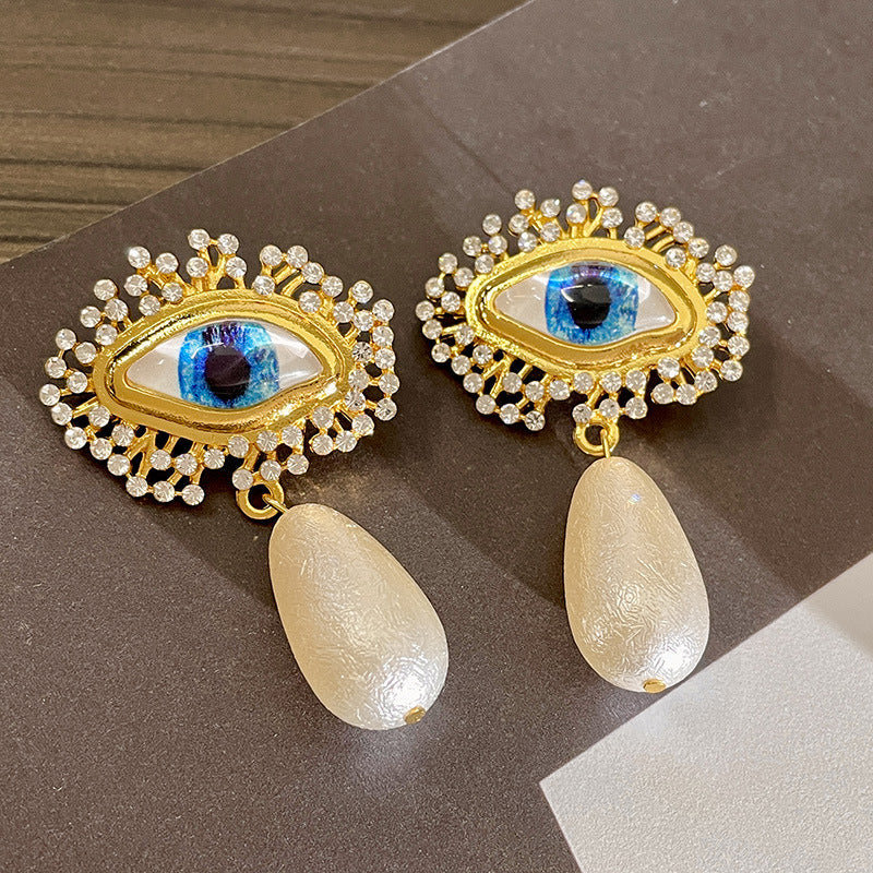 Vintage Gold Pearl Earrings Tassel Stud Earrings No Piercing Ear Clip