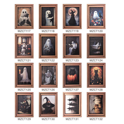 Halloween Retro Photo Frame Magnetic Fridge Magnet Wooden Poster Fridge Magnet Home Decoration Refrigerator Magnets