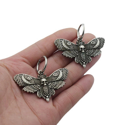 Gothic Skull Moth Earrings