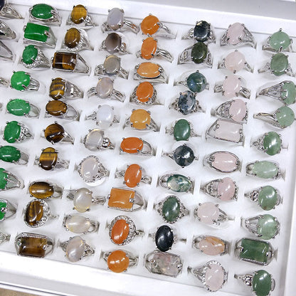 100pcs/ Box Mixed Natural Stone Rings
