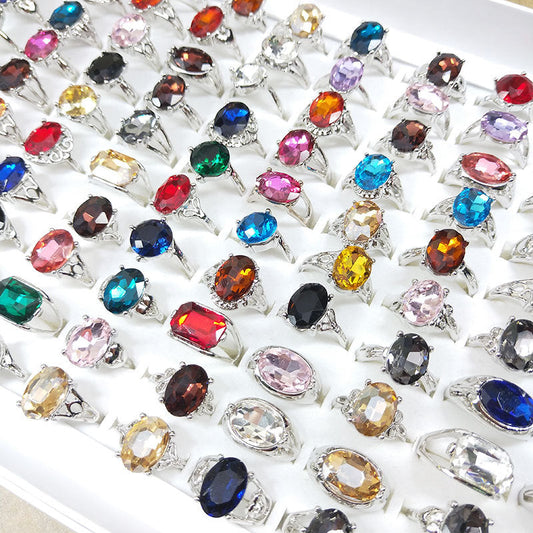 100pcs/ Box Mixed Colored Glass Rings