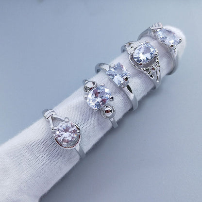 100pcs/ Box Mixed Zirconia Women's Rings