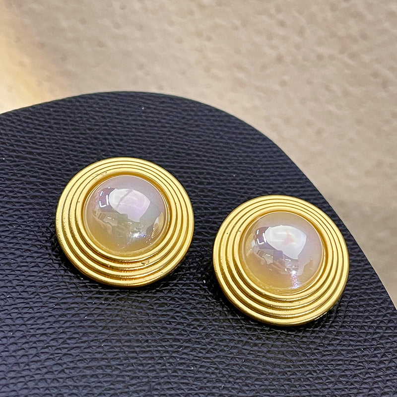 Vintage Gold Pearl Earrings Tassel Stud Earrings No Piercing Ear Clip