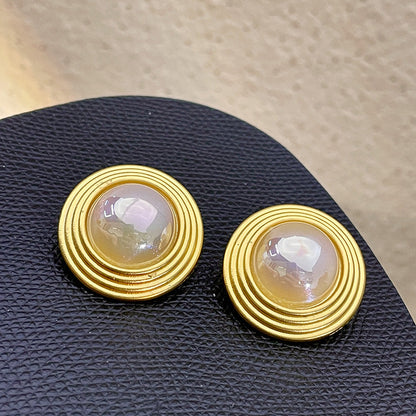 Vintage Gold Pearl Earrings Tassel Stud Earrings No Piercing Ear Clip