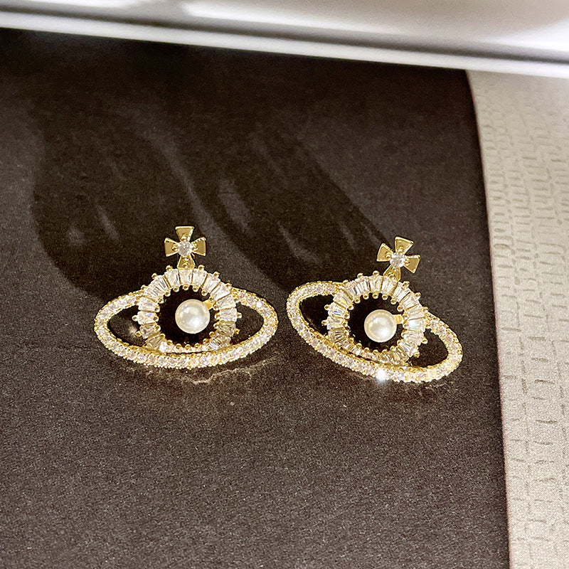 Vintage Gold Pearl Earrings Tassel Stud Earrings No Piercing Ear Clip