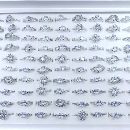 100pcs/ Box Mixed Simple Zirconia Rings