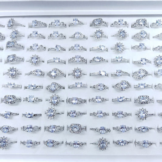 100pcs/ Box Mixed Simple Zirconia Rings
