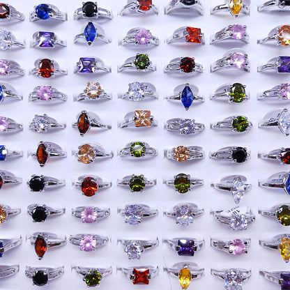 100pcs/ Box Mixed Fashion Zirconia Rings