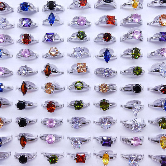 100pcs/ Box Mixed Fashion Zirconia Rings