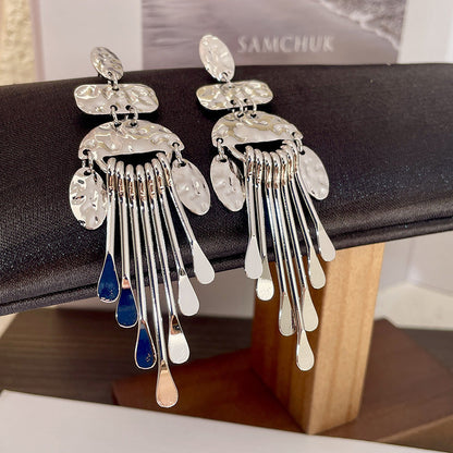 Vintage Gold Pearl Earrings Tassel Stud Earrings No Piercing Ear Clip