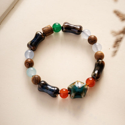 Colored Glazed Ceramic Elastic Bracelets