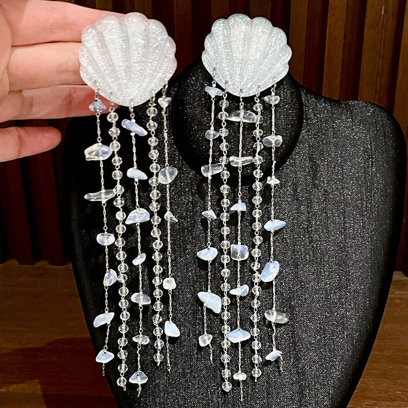 Vintage Gold Pearl Earrings Tassel Stud Earrings No Piercing Ear Clip