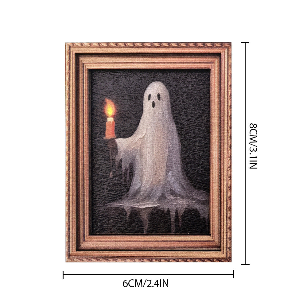 Halloween Retro Photo Frame Magnetic Fridge Magnet Wooden Poster Fridge Magnet Home Decoration Refrigerator Magnets