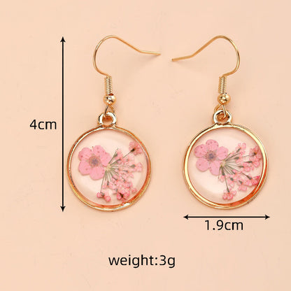 Irregular lace dried flower earrings