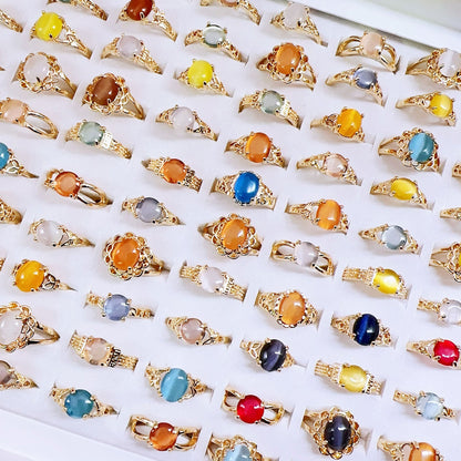 100pcs/ Box Mixed Cat's Eye Women's Rings