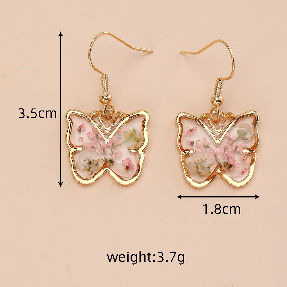 Irregular lace dried flower earrings