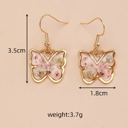 Irregular lace dried flower earrings