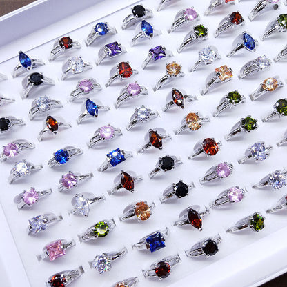 100pcs/ Box Mixed Fashion Zirconia Rings
