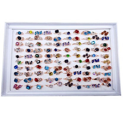 100pcs/ Box Mixed Colored Glass Rings