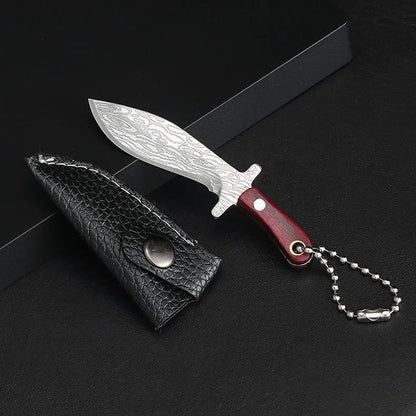 Damascus Pattern Mini Knife with Protective Sleeve