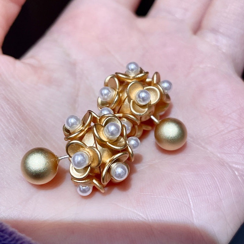 Vintage Gold Pearl Earrings Tassel Stud Earrings No Piercing Ear Clip