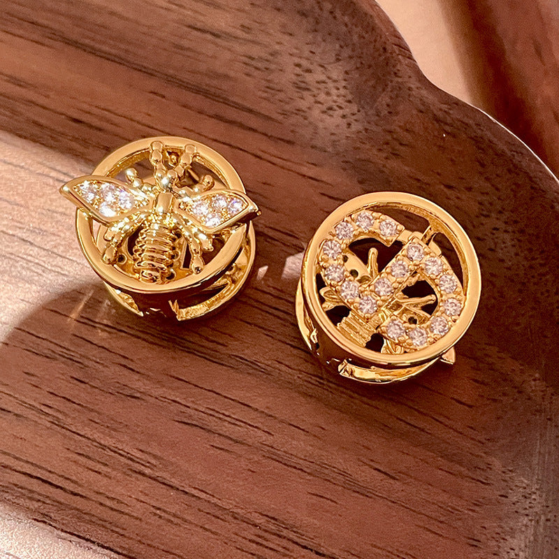 Vintage Gold Pearl Earrings Tassel Stud Earrings No Piercing Ear Clip