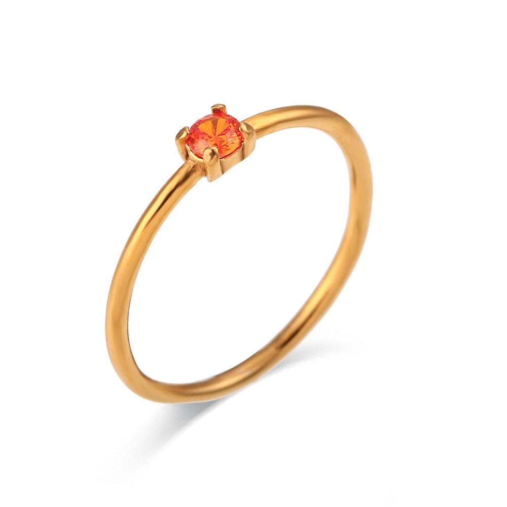 Simple birthday ring 18K birthday stone thin ring