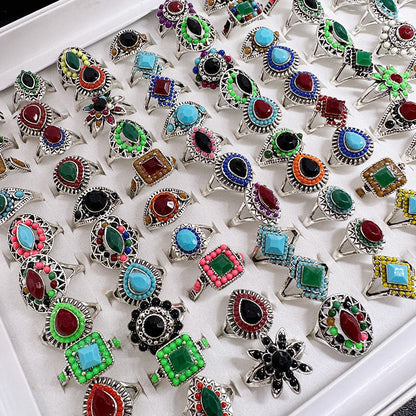 100pcs/ Box Mixed Vintage Rings