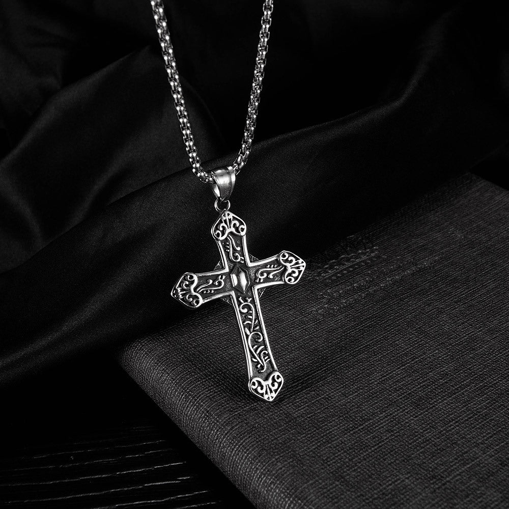 Blessed Virgin Mary Stainless Steel Cross Pendant Necklace- Mj/Mnp