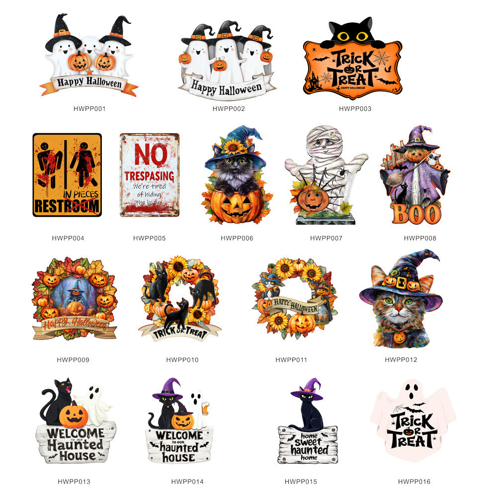 Halloween Decorations PP Hanging Sign,Welcome To Our Haunted House Door Hanger Sign For Outdoor Home Farmhouse Wall Window Yard,Party Supplies Halloween