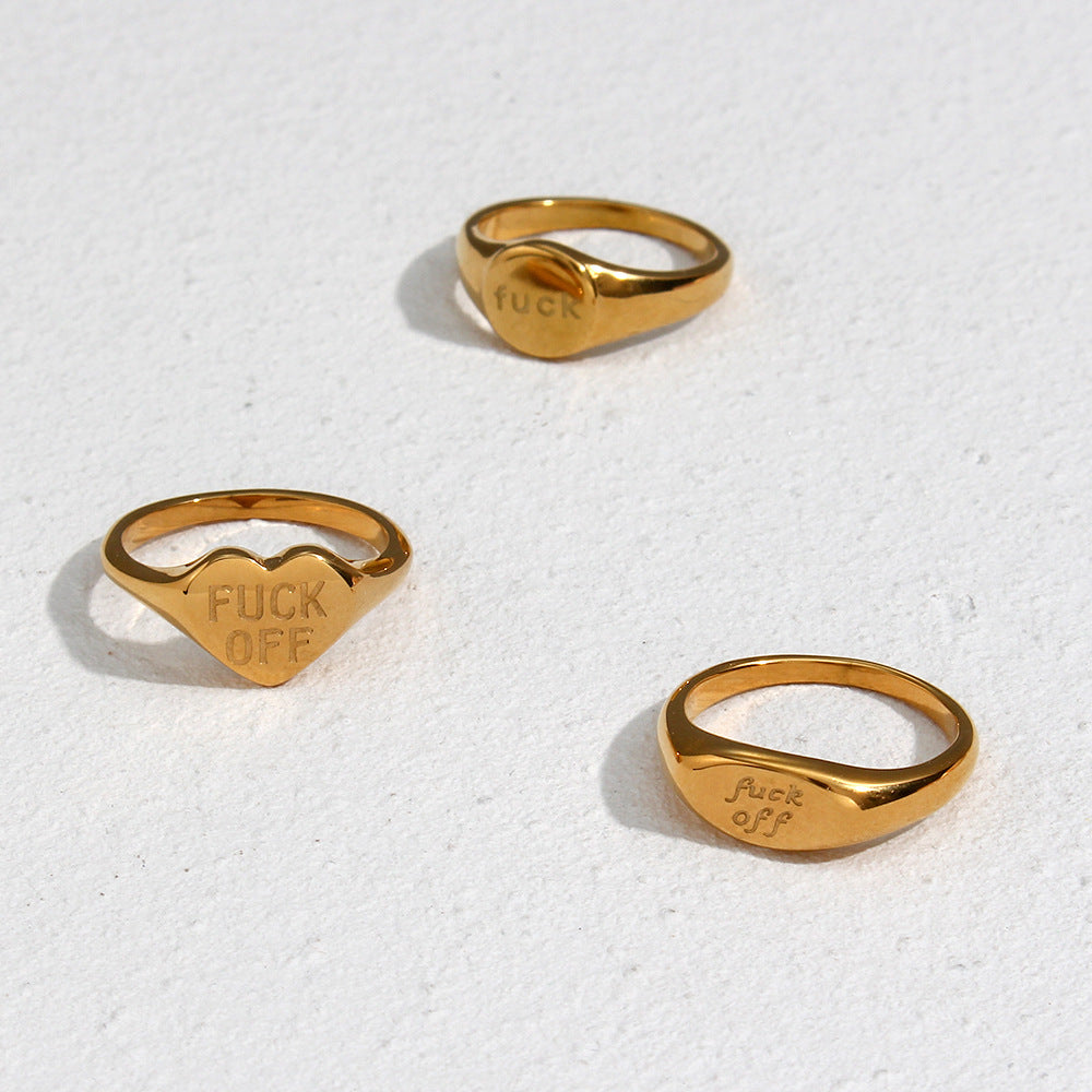 FUCK OFF English Letter 18K Ring