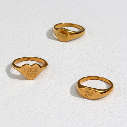 FUCK OFF English Letter 18K Ring