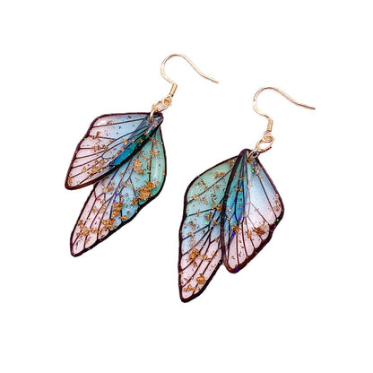 Gradient Cicada Wings Butterfly Wings Earrings