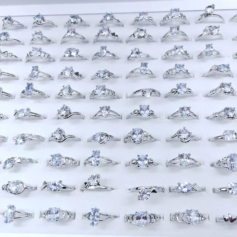 100pcs/ Box Mixed Zirconia Women's Rings