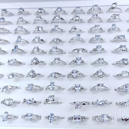 100pcs/ Box Mixed Zirconia Women's Rings