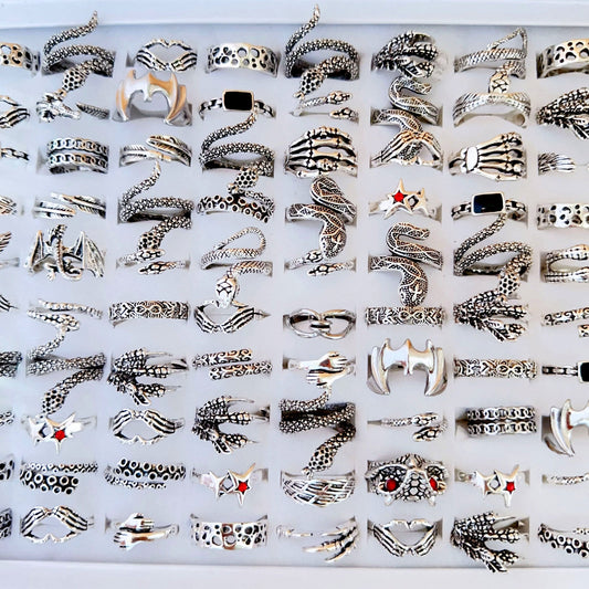 100pcs/ Box Mixed Snake-Shaped Dragon Claw Rings