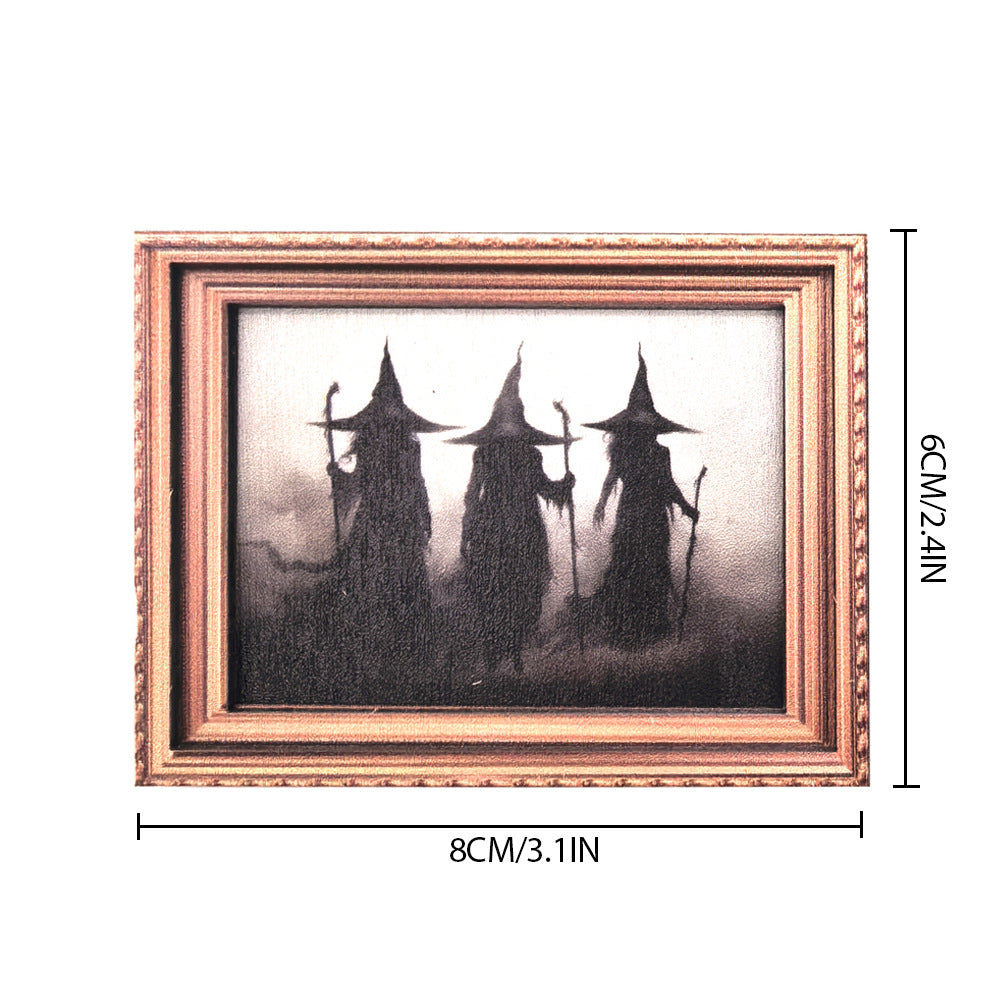 Halloween Retro Photo Frame Magnetic Fridge Magnet Wooden Poster Fridge Magnet Home Decoration Refrigerator Magnets