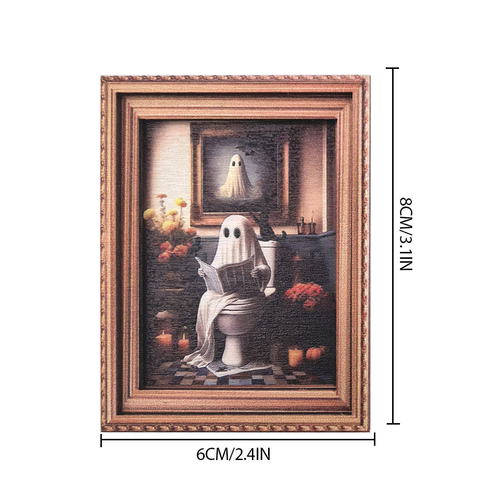 Halloween Retro Photo Frame Magnetic Fridge Magnet Wooden Poster Fridge Magnet Home Decoration Refrigerator Magnets