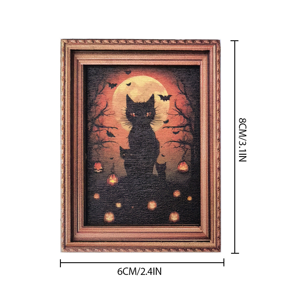 Halloween Retro Photo Frame Magnetic Fridge Magnet Wooden Poster Fridge Magnet Home Decoration Refrigerator Magnets