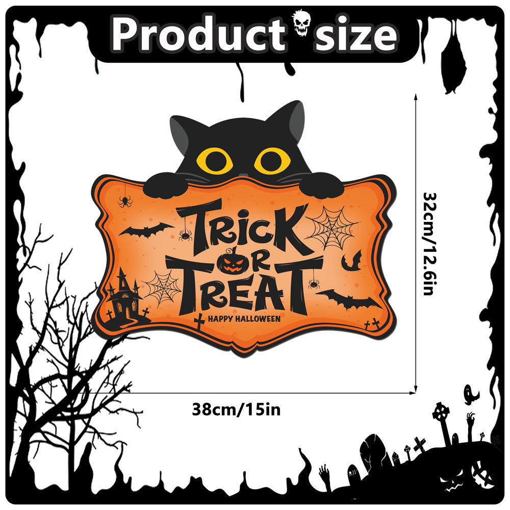 Halloween Decorations PP Hanging Sign,Welcome To Our Haunted House Door Hanger Sign For Outdoor Home Farmhouse Wall Window Yard,Party Supplies Halloween