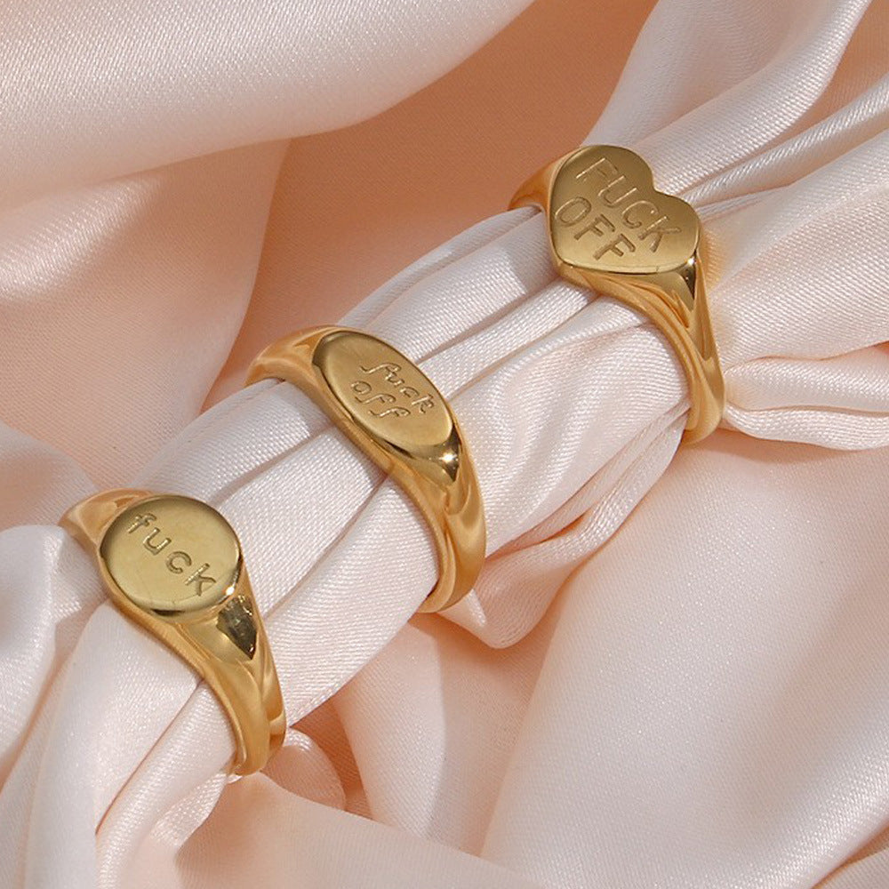 FUCK OFF English Letter 18K Ring
