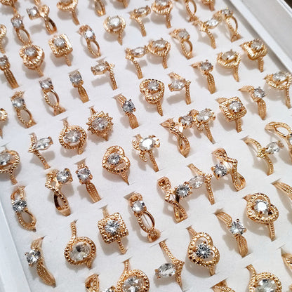 100pcs/ Box Mixed Zirconia Women's All-match Rings
